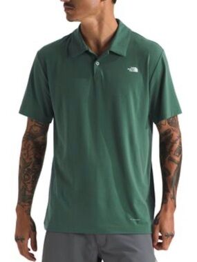 The North Face Men's Adventure Polo Green Short Sleeve Shirt Wicking Quick Dry S